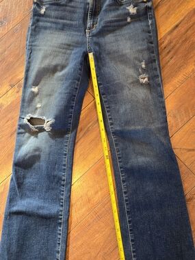Joe's Jeans Distressed Dark Blue Crop Bootcut Jeans